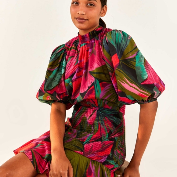 Farm Rio Midnight Leaves Mini Dress Size S NWT - Picture 3 of 4